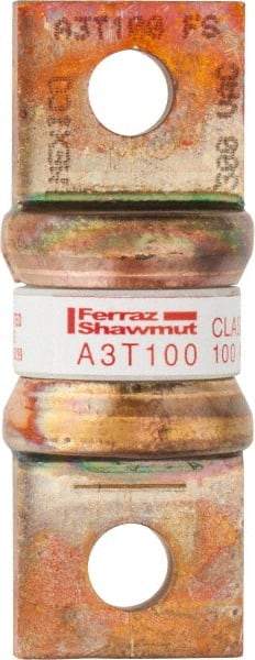 Ferraz Shawmut - 160 VDC, 300 VAC, 100 Amp, Fast-Acting General Purpose Fuse - Bolt-on Mount, 2-5/32" OAL, 200 at AC, 50 at DC kA Rating, 13/16" Diam - Exact Tool & Supply