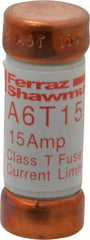 Ferraz Shawmut - 300 VDC, 600 VAC, 15 Amp, Fast-Acting General Purpose Fuse - Clip Mount, 1-1/2" OAL, 100 at DC, 200 at AC kA Rating, 9/16" Diam - Exact Tool & Supply