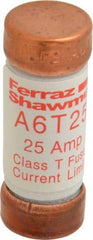 Ferraz Shawmut - 300 VDC, 600 VAC, 25 Amp, Fast-Acting General Purpose Fuse - Clip Mount, 1-1/2" OAL, 100 at DC, 200 at AC kA Rating, 9/16" Diam - Exact Tool & Supply