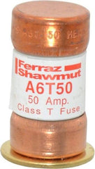 Ferraz Shawmut - 300 VDC, 600 VAC, 50 Amp, Fast-Acting General Purpose Fuse - Clip Mount, 1-9/16" OAL, 100 at DC, 200 at AC kA Rating, 13/16" Diam - Exact Tool & Supply