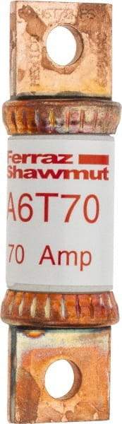 Ferraz Shawmut - 300 VDC & 600 VAC, 70 Amp, Fast-Acting General Purpose Fuse - Bolt-on Mount, 75mm OAL, 100 at DC, 200 at AC kA Rating, 13/16" Diam - Exact Tool & Supply