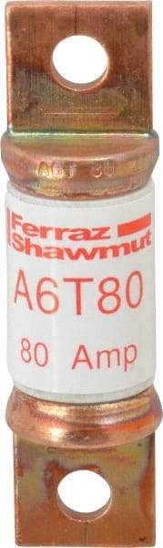 Ferraz Shawmut - 300 VDC & 600 VAC, 80 Amp, Fast-Acting General Purpose Fuse - Bolt-on Mount, 75mm OAL, 100 at DC, 200 at AC kA Rating, 13/16" Diam - Exact Tool & Supply