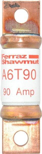 Ferraz Shawmut - 300 VDC & 600 VAC, 90 Amp, Fast-Acting General Purpose Fuse - Bolt-on Mount, 75mm OAL, 100 at DC, 200 at AC kA Rating, 13/16" Diam - Exact Tool & Supply