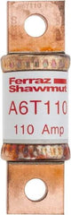 Ferraz Shawmut - 300 VDC, 600 VAC, 110 Amp, Fast-Acting General Purpose Fuse - Bolt-on Mount, 3-1/4" OAL, 100 at DC, 200 at AC kA Rating, 1-1/16" Diam - Exact Tool & Supply
