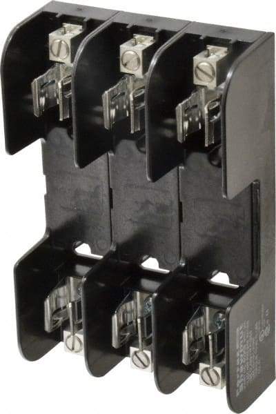 Ferraz Shawmut - 3 Pole, 14 to 2 AWG, 250/600 VAC/VDC, 30 Amp, Screw Mount Fuse Block - 5/16 Inch Diameter x 7 Inch Long x 4.55 Inch Wide x 2 Inch High Block - Exact Tool & Supply
