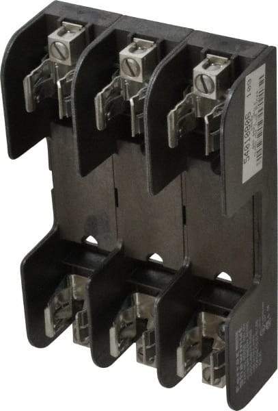 Ferraz Shawmut - 3 Pole, 14 to 2 AWG, 250/600 VAC/VDC, 60 Amp, Screw Mount Fuse Block - 5/16 Inch Diameter x 7 Inch Long x 4.55 Inch Wide x 2 Inch High Block - Exact Tool & Supply