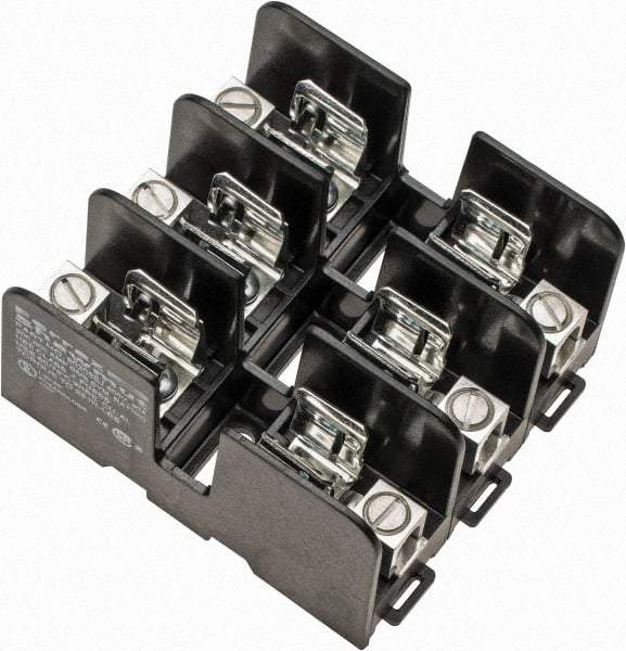 Ferraz Shawmut - 3 Pole, 14 to 2 AWG, 600 VAC/VDC, 30 Amp, DIN Rail Mount, Screw Mount Fuse Block - 3.9 Inch Long x 3.62 Inch Wide x 2.2 Inch High Block - Exact Tool & Supply