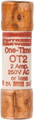 Ferraz Shawmut - 250 VAC/VDC, 2 Amp, Fast-Acting General Purpose Fuse - Clip Mount, 50.8mm OAL, 20 at DC, 50 at AC kA Rating, 9/16" Diam - Exact Tool & Supply
