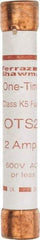 Ferraz Shawmut - 300 VDC, 600 VAC, 2 Amp, Fast-Acting General Purpose Fuse - Clip Mount, 127mm OAL, 20 at DC, 50 at AC kA Rating, 13/16" Diam - Exact Tool & Supply