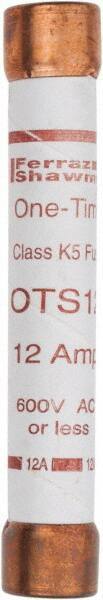 Ferraz Shawmut - 300 VDC, 600 VAC, 12 Amp, Fast-Acting General Purpose Fuse - Clip Mount, 127mm OAL, 20 at DC, 50 at AC kA Rating, 13/16" Diam - Exact Tool & Supply