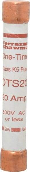 Ferraz Shawmut - 300 VDC, 600 VAC, 20 Amp, Fast-Acting General Purpose Fuse - Clip Mount, 127mm OAL, 20 at DC, 50 at AC kA Rating, 13/16" Diam - Exact Tool & Supply