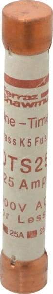 Ferraz Shawmut - 300 VDC, 600 VAC, 25 Amp, Fast-Acting General Purpose Fuse - Clip Mount, 127mm OAL, 20 at DC, 50 at AC kA Rating, 13/16" Diam - Exact Tool & Supply