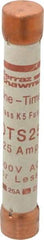 Ferraz Shawmut - 300 VDC, 600 VAC, 25 Amp, Fast-Acting General Purpose Fuse - Clip Mount, 127mm OAL, 20 at DC, 50 at AC kA Rating, 13/16" Diam - Exact Tool & Supply