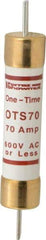 Ferraz Shawmut - 300 VDC, 600 VAC, 70 Amp, Fast-Acting General Purpose Fuse - Clip Mount, 7-7/8" OAL, 20 at DC, 50 at AC kA Rating, 1-5/16" Diam - Exact Tool & Supply