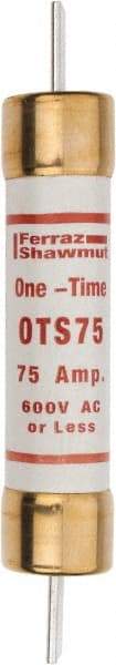 Ferraz Shawmut - 300 VDC, 600 VAC, 75 Amp, Fast-Acting General Purpose Fuse - Clip Mount, 7-7/8" OAL, 20 at DC, 50 at AC kA Rating, 1-5/16" Diam - Exact Tool & Supply