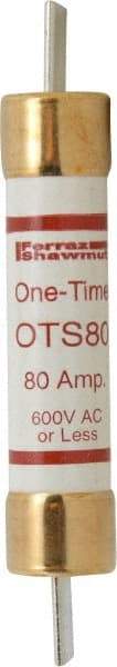 Ferraz Shawmut - 300 VDC, 600 VAC, 80 Amp, Fast-Acting General Purpose Fuse - Clip Mount, 7-7/8" OAL, 20 at DC, 50 at AC kA Rating, 1-5/16" Diam - Exact Tool & Supply