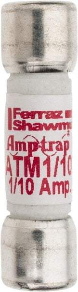 Ferraz Shawmut - 600 VAC/VDC, 0.1 Amp, Fast-Acting General Purpose Fuse - Clip Mount, 1-1/2" OAL, 100 at AC/DC kA Rating, 13/32" Diam - Exact Tool & Supply