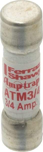 Ferraz Shawmut - 600 VAC/VDC, 0.75 Amp, Fast-Acting Midget Fuse - Clip Mount, 1-1/2" OAL, 100 at AC/DC kA Rating, 13/32" Diam - Exact Tool & Supply