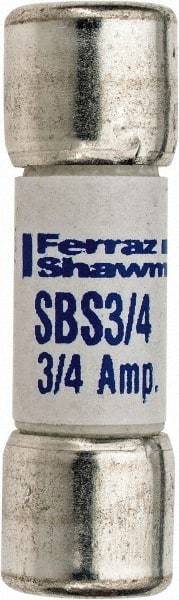 Ferraz Shawmut - 600 VAC, 0.75 Amp, Fast-Acting Ferrule Fuse - Clip Mount, 1-3/8" OAL, 100 at AC kA Rating, 13/32" Diam - Exact Tool & Supply