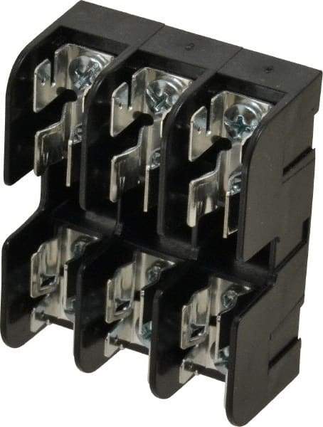 Ferraz Shawmut - 3 Pole, 10 to 14 AWG, 600 VAC/VDC, 30 Amp, DIN Rail Mount, Screw Mount Fuse Block - 13/32 Inch Diameter x 1-1/2 Inch Fuse Length, 3.04 Inch Long x 2.35 Inch Wide x 1.31 Inch High Block - Exact Tool & Supply
