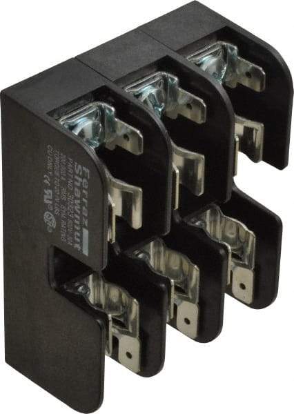 Ferraz Shawmut - 3 Pole, 10 to 14 AWG, 600 VAC/VDC, 30 Amp, DIN Rail Mount, Screw Mount Fuse Block - 13/32 Inch Diameter x 1-1/2 Inch Fuse Length, 3.04 Inch Long x 2.35 Inch Wide x 1.31 Inch High Block - Exact Tool & Supply