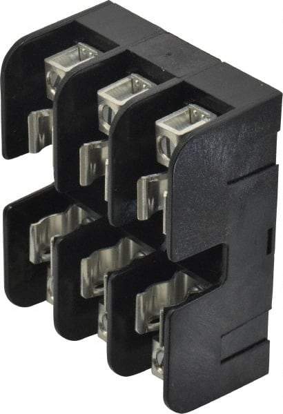 Ferraz Shawmut - 3 Pole, 14 to 6 AWG, 600 VAC/VDC, 30 Amp, DIN Rail Mount, Screw Mount Fuse Block - 13/32 Inch Diameter x 1-1/2 Inch Fuse Length, 3.04 Inch Long x 2.35 Inch Wide x 1.31 Inch High Block - Exact Tool & Supply