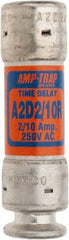 Ferraz Shawmut - 250 VAC/VDC, 0.2 Amp, Time Delay General Purpose Fuse - Clip Mount, 51mm OAL, 100 at DC, 200 at AC kA Rating, 9/16" Diam - Exact Tool & Supply