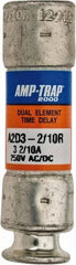 Ferraz Shawmut - 250 VAC/VDC, 3.2 Amp, Time Delay General Purpose Fuse - Clip Mount, 51mm OAL, 100 at DC, 200 at AC kA Rating, 9/16" Diam - Exact Tool & Supply
