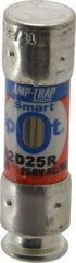 Ferraz Shawmut - 250 VAC/VDC, 25 Amp, Time Delay General Purpose Fuse - Clip Mount, 51mm OAL, 100 at DC, 200 at AC kA Rating, 9/16" Diam - Exact Tool & Supply