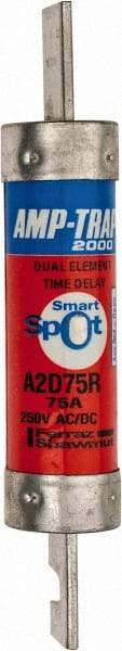 Ferraz Shawmut - 250 VAC/VDC, 75 Amp, Time Delay General Purpose Fuse - Clip Mount, 5-7/8" OAL, 100 at DC, 200 at AC kA Rating, 1-1/16" Diam - Exact Tool & Supply
