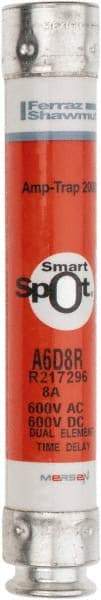 Ferraz Shawmut - 600 VAC/VDC, 8 Amp, Time Delay General Purpose Fuse - Clip Mount, 127mm OAL, 100 at DC, 200 at AC kA Rating, 13/16" Diam - Exact Tool & Supply