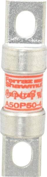 Ferraz Shawmut - 450 VDC, 500 VAC, 50 Amp, Fast-Acting Semiconductor/High Speed Fuse - Bolt-on Mount, 3-3/16" OAL, 100 at AC, 79 at DC kA Rating, 13/16" Diam - Exact Tool & Supply