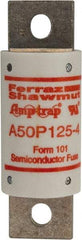 Ferraz Shawmut - 450 VDC, 500 VAC, 125 Amp, Fast-Acting Semiconductor/High Speed Fuse - Bolt-on Mount, 3-5/8" OAL, 100 at AC, 79 at DC kA Rating, 31mm Diam - Exact Tool & Supply
