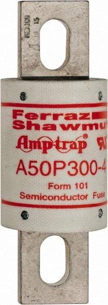 Ferraz Shawmut - 450 VDC, 500 VAC, 300 Amp, Fast-Acting Semiconductor/High Speed Fuse - Bolt-on Mount, 4-11/32" OAL, 100 at AC, 79 at DC kA Rating, 1-1/2" Diam - Exact Tool & Supply