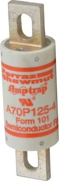 Ferraz Shawmut - 650 VDC, 700 VAC, 125 Amp, Fast-Acting Semiconductor/High Speed Fuse - Bolt-on Mount, 5-3/32" OAL, 100 at AC/DC kA Rating, 1-1/2" Diam - Exact Tool & Supply