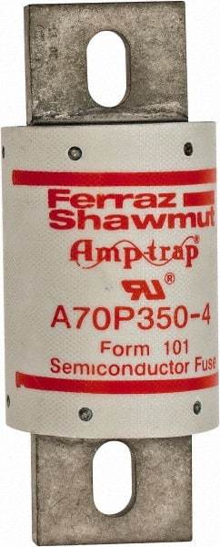 Ferraz Shawmut - 650 VDC, 700 VAC, 350 Amp, Fast-Acting Semiconductor/High Speed Fuse - Bolt-on Mount, 5-3/32" OAL, 100 at AC/DC kA Rating, 2" Diam - Exact Tool & Supply