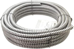 Made in USA - 3/8" Trade Size, 50' Long, Flexible Reduced Wall Flex Conduit - Aluminum, 3/8" ID - Exact Tool & Supply