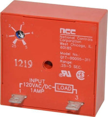 NCC - 2 Pin, Time Delay Relay - 1 at Resistive or Inductive Load Contact Amp, 120 VAC/VDC, On Board Trimpot - Exact Tool & Supply