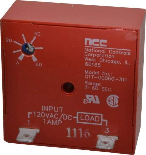 NCC - 2 Pin, Time Delay Relay - 1 at Resistive or Inductive Load Contact Amp, 120 VAC/VDC, On Board Trimpot - Exact Tool & Supply