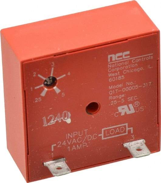 NCC - 2 Pin, Time Delay Relay - 1 at Resistive or Inductive Load Contact Amp, 24 VAC/VDC, On Board Trimpot - Exact Tool & Supply