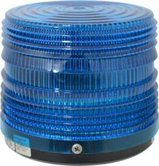 Federal Signal Corp - 120 VAC, 3R NEMA Rated, Strobe Tube, Blue, Strobe Light - 80 Flashes per min, 1/2 Inch Pipe, 5-1/2 Inch Diameter, 5-1/4 Inch High, IP66 Ingress Rating, Pipe Mount - Exact Tool & Supply