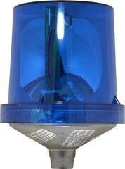 Federal Signal Corp - 4X NEMA Rated, 120 VAC, 0.22 Amp, 25 Watt, Rotating Beacon Incandescent Light - 1/2 Inch Mounted Size x Pipe Mounted, 7-1/4 Inch High, 5-1/2 Inch Diameter, 90 Flashes per min, Includes Lamp - Exact Tool & Supply
