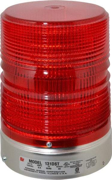Federal Signal Corp - 120 VAC, 3R NEMA Rated, Strobe Tube, Red, Double Flash Strobe Light - 80 Flashes per min, 1/2 Inch Pipe, 5-11/16 Inch Diameter, 8-1/2 Inch High, IP45 Ingress Rating, Pipe Mount - Exact Tool & Supply
