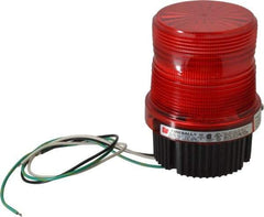 Federal Signal Corp - 120 VAC, 4X NEMA Rated, Strobe Tube, Red, Single Flash Strobe Light - 90 Flashes per min, 1/2 Inch Pipe, 3-15/16 Inch Diameter, 5-1/4 Inch High, IP66 Ingress Rating, Pipe Mount, Surface Mount - Exact Tool & Supply