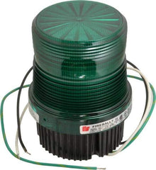 Federal Signal Corp - 120 VAC, 4X NEMA Rated, Strobe Tube, Green, Single Flash Strobe Light - 90 Flashes per min, 1/2 Inch Pipe, 3-15/16 Inch Diameter, 5-1/4 Inch High, IP66 Ingress Rating, Pipe Mount, Surface Mount - Exact Tool & Supply