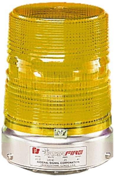 Federal Signal Corp - 120 VAC, 3R NEMA Rated, Strobe Tube, Amber, Double Flash Strobe Light - 80 Flashes per min, 1/2 Inch Pipe, 5-11/16 Inch Diameter, 8-1/2 Inch High, IP45 Ingress Rating, Pipe Mount - Exact Tool & Supply