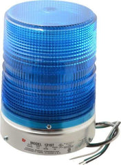 Federal Signal Corp - 120 VAC, 3R NEMA Rated, Strobe Tube, Blue, Single Flash Strobe Light - 80 Flashes per min, 1/2 Inch Pipe, 5.7 Inch Diameter, 8-1/2 Inch High, IP45 Ingress Rating, Pipe Mount - Exact Tool & Supply