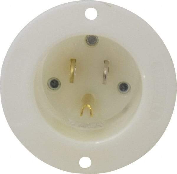 Hubbell Wiring Device-Kellems - 125 VAC, 15 Amp, 5-15P NEMA Configuration, White, Industrial Grade, Self Grounding Single Receptacle - 1 Phase, 2 Poles, 3 Wire, Flush Mount - Exact Tool & Supply