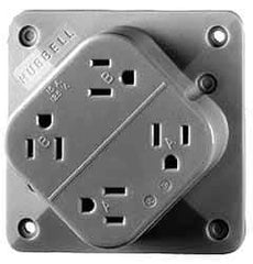 Hubbell Wiring Device-Kellems - 125 VAC, 15 Amp, 5-15R NEMA Configuration, Brown, Hospital Grade, Self Grounding Fourplex Receptacle - 1 Phase, 2 Poles, 3 Wire, Flush Mount, Impact Resistant - Exact Tool & Supply