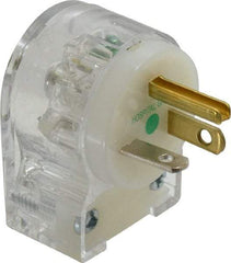 Hubbell Wiring Device-Kellems - 125 VAC, 20 Amp, 5-20P NEMA, Angled, Self Grounding, Hospital Grade Plug - 2 Pole, 3 Wire, 1 Phase, 1 hp, Nylon, Clear - Exact Tool & Supply